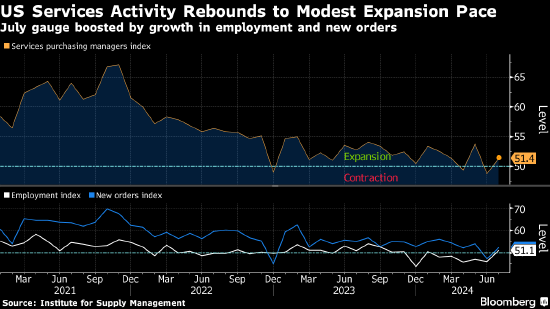 美国7月服务业活动温和扩张 订单反弹  第1张