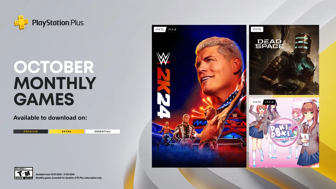 索尼公布 10 月 PS+ 一档会免游戏：《WWE 2K24》《心跳文学部 PLUS》等  第1张